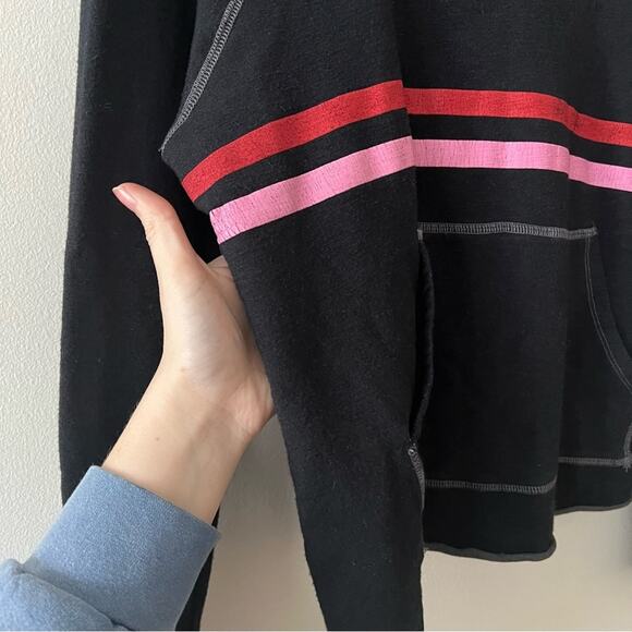 Sundry Black Striped Hooded Sweatshirt - Picture 3 of 6